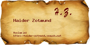 Haider Zotmund névjegykártya